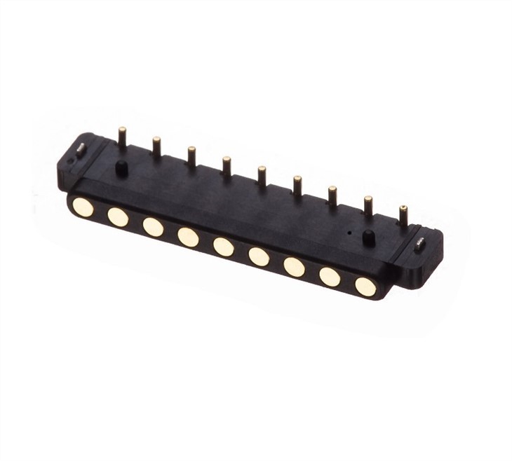 Haakse 9-pins Pogo-pin 90 graden connector